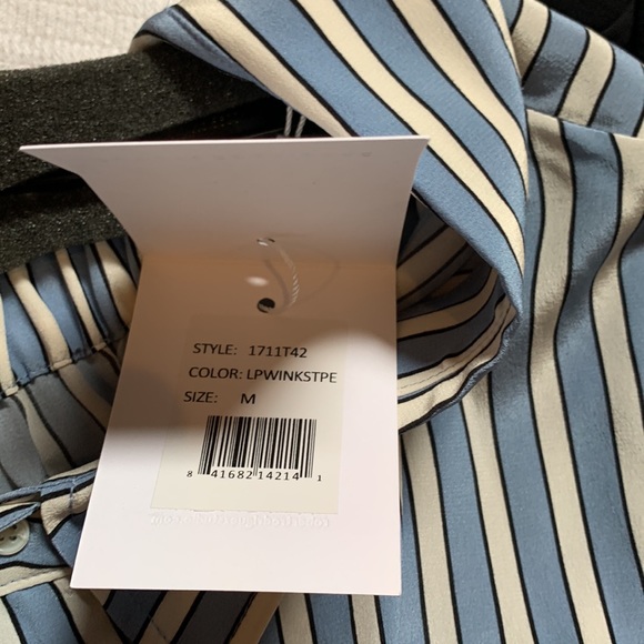 NWT Robert Rodriguez silk striped blouse with back detail and oversized cuff M - Picture 5 of 6